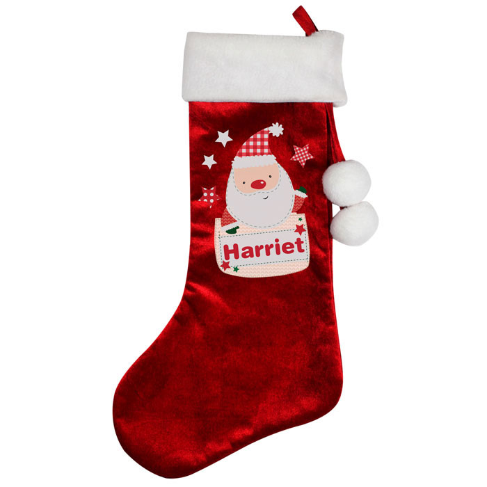 Personalised Pocket Santa Christmas Stocking
