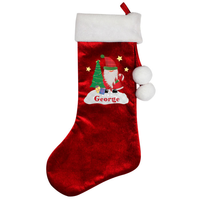 Personalised Tartan Santa Christmas Stocking