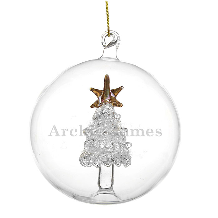 Engraved Name Only Glass Christmas Tree Bauble