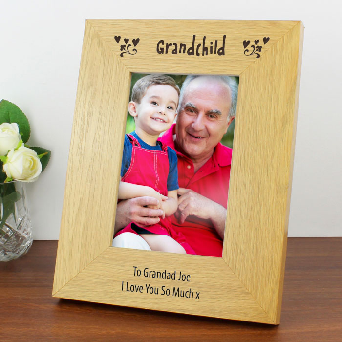 Personalised 6 x 4 Inch Grandchild Oak Finish Photo Frame