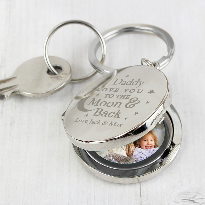 Personalised To the Moon and Back Photo Keyring Any Message