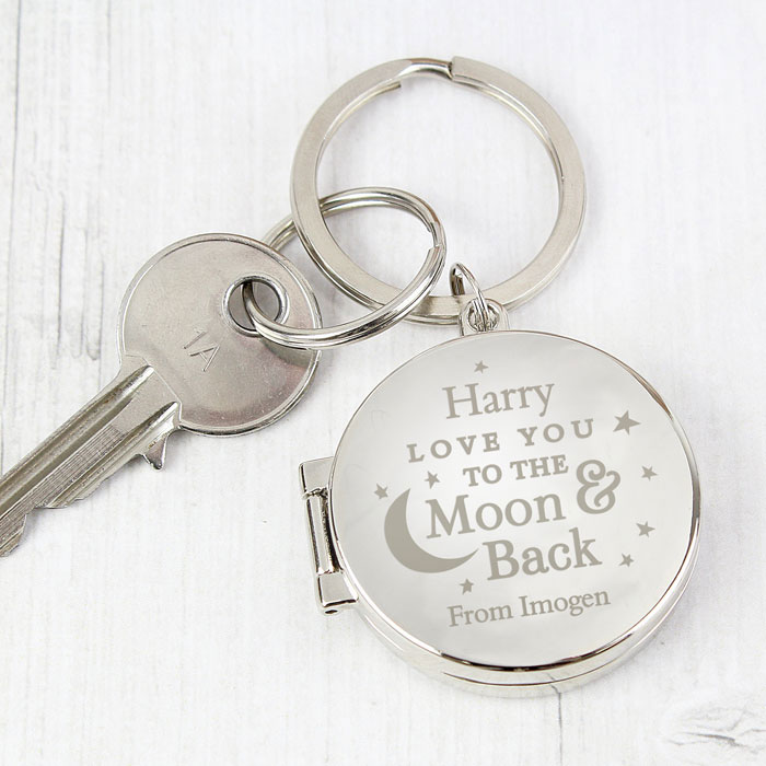 Personalised To the Moon and Back Photo Keyring Any Message