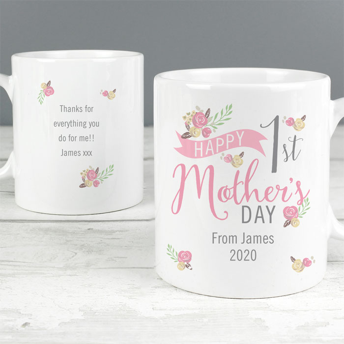 Personalised Floral Bouquet 1st Mothers Day Slim Mug