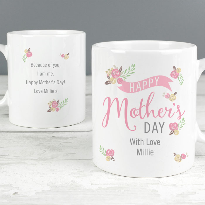 Personalised Floral Bouquet Mothers Day Slim Mug