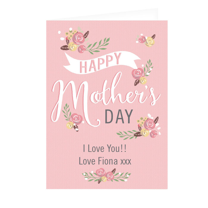 Personalised Floral Bouquet Mothers Day Card Free Delivery