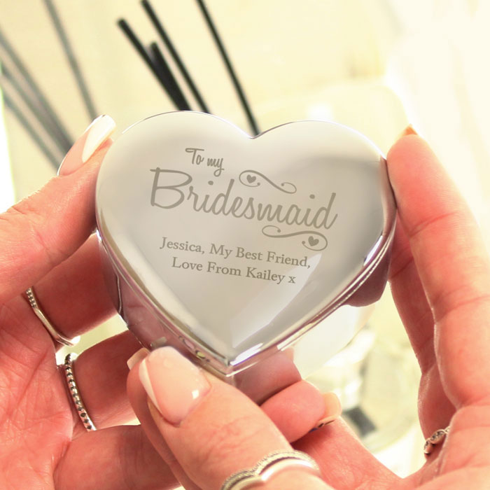 Personalised Bridesmaid Swirls and Hearts Trinket Box