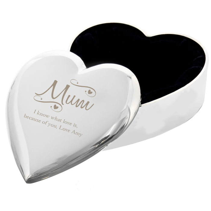 Personalised Mum Swirls Hearts Trinket Box Any Message