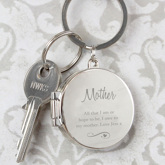 Personalised Swirls and Hearts Photo Keyring Any Message