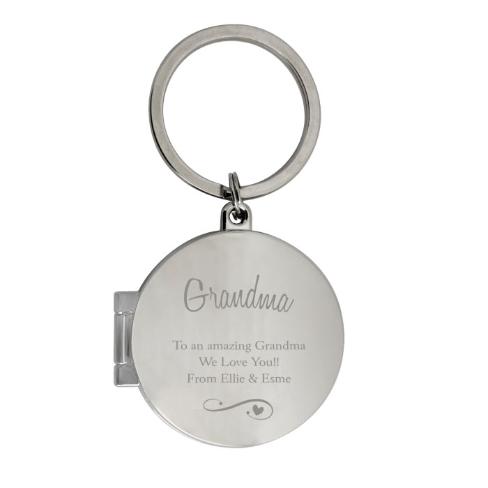 Personalised Swirls and Hearts Photo Keyring Any Message