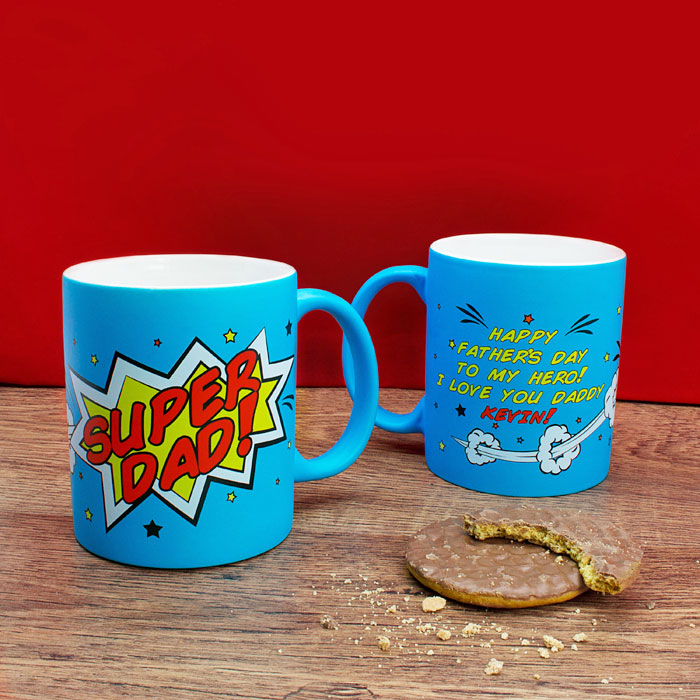 Personalised Super Dad Matte Coloured Mug