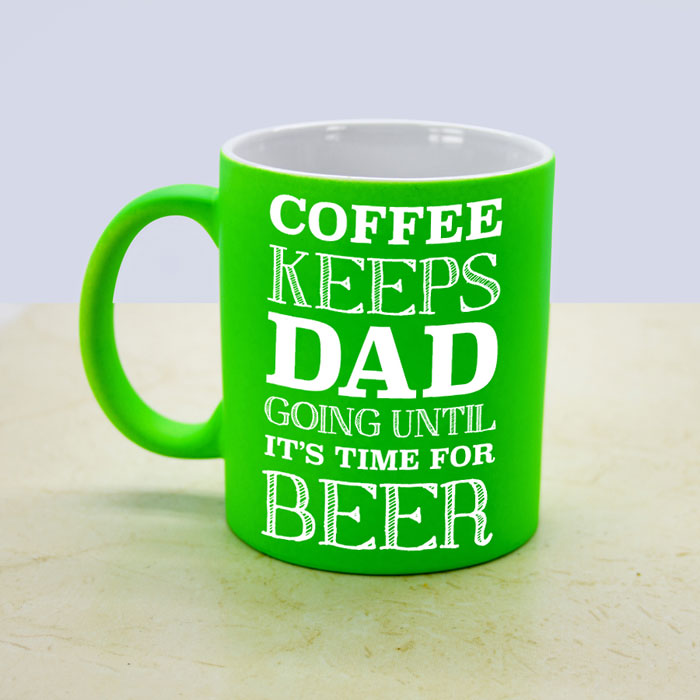 Coffee and Beer Loving Dad Matte Coloured Personalised Mug