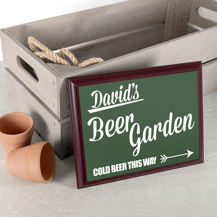 Personalised Beer Garden Framed Metal Garden Plaque