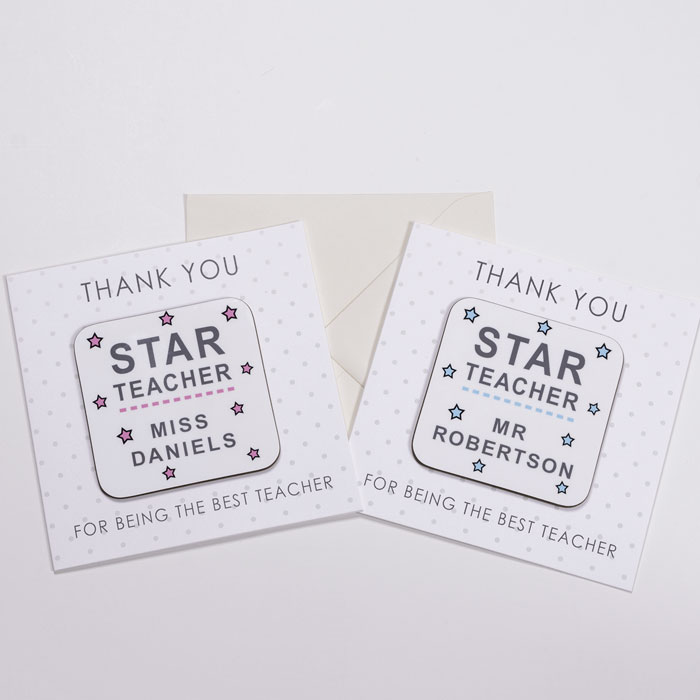 Star Teacher Personalised Coaster Card