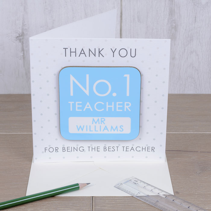 No. 1 Teacher Personalised Coaster Card