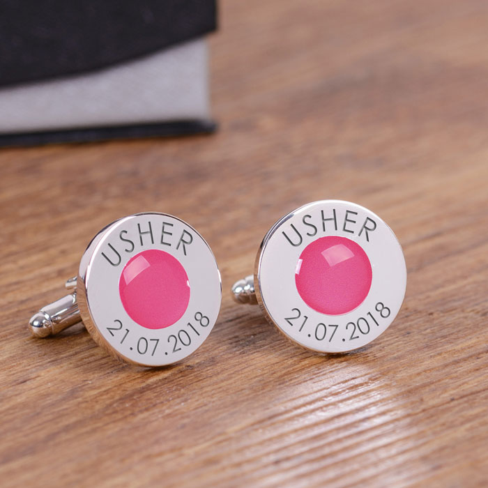 Personalised Coloured Wedding Party Cufflinks Page Boy Usher