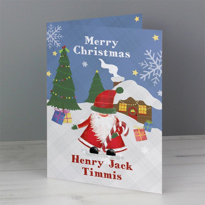 Personalised Tartan Santa Christmas Card