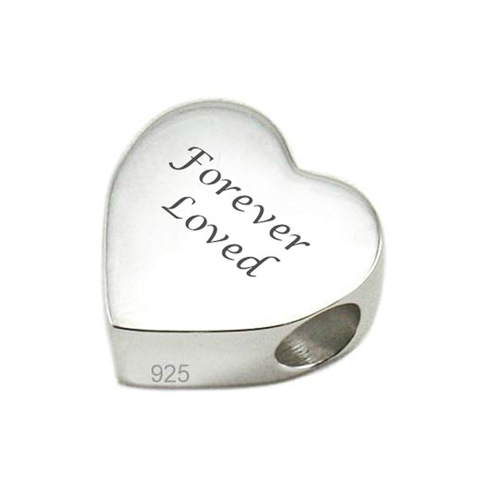 Sterling Silver Engraved Memorial Heart Charm