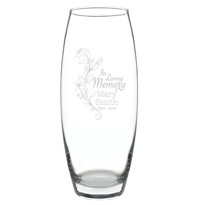 Engraved In Loving Memory Memorial Glass Vase