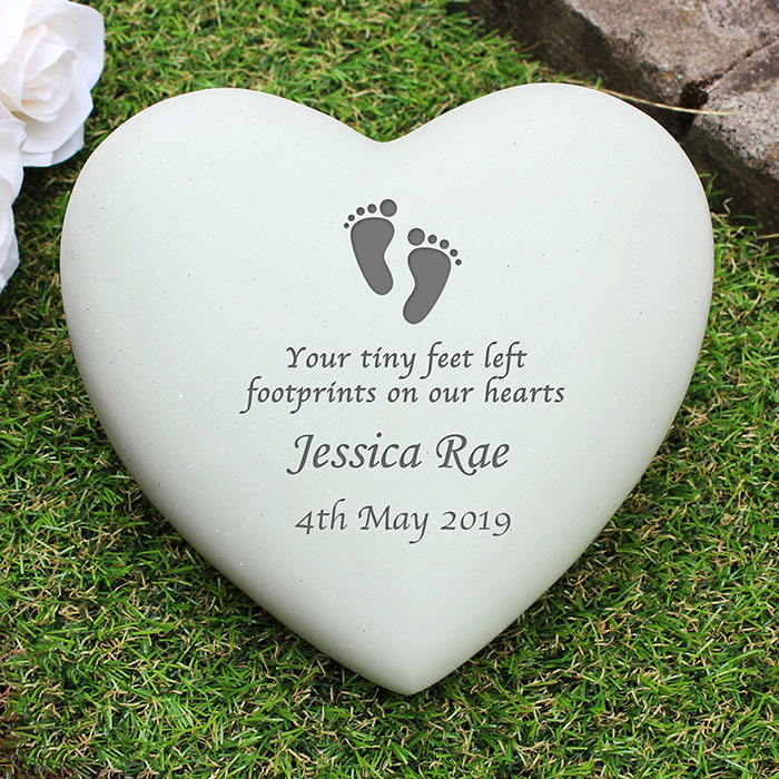 Personalised Footprints Resin Heart Baby Loss Memorial