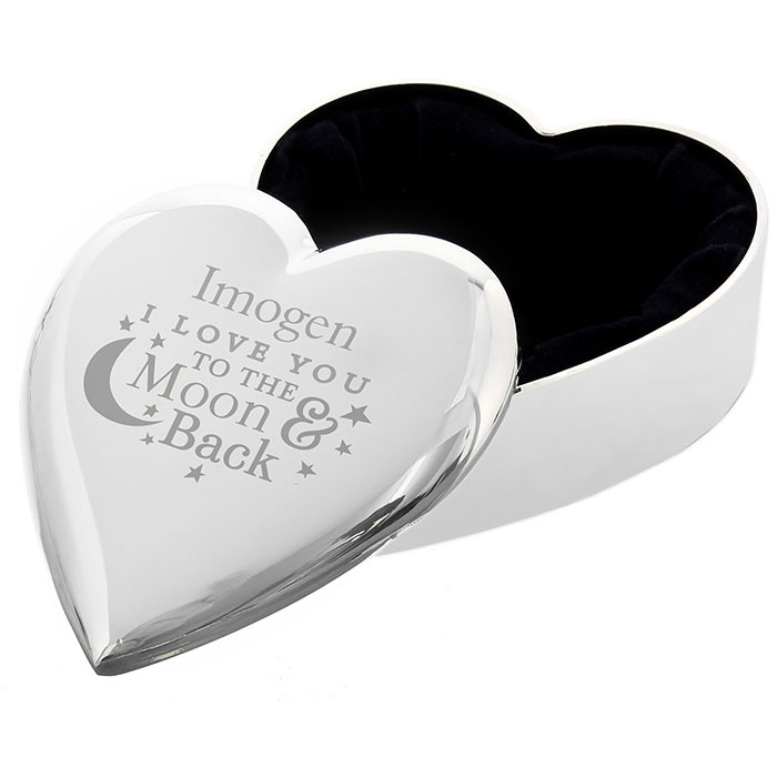 Personalised To The Moon & Back Heart Trinket Box