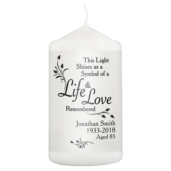 Personalised Life and Love Memorial Candle