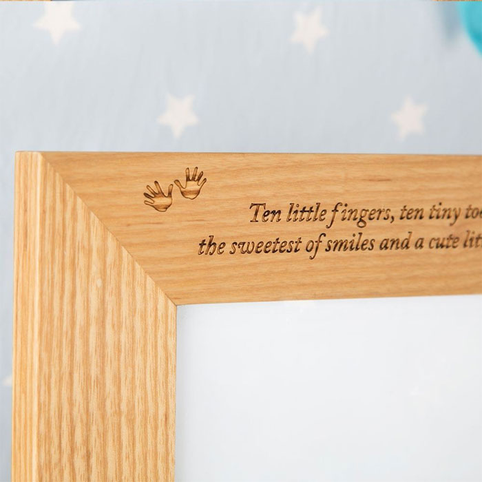 Laser Engraved Solid Oak Personalised Naming Day Frame