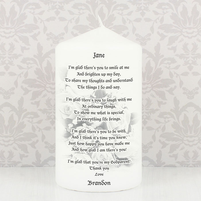 Personalised Godparent Thank You Candle