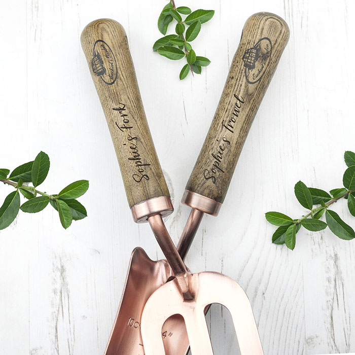 Personalised Luxury Copper Trowel and Fork Set