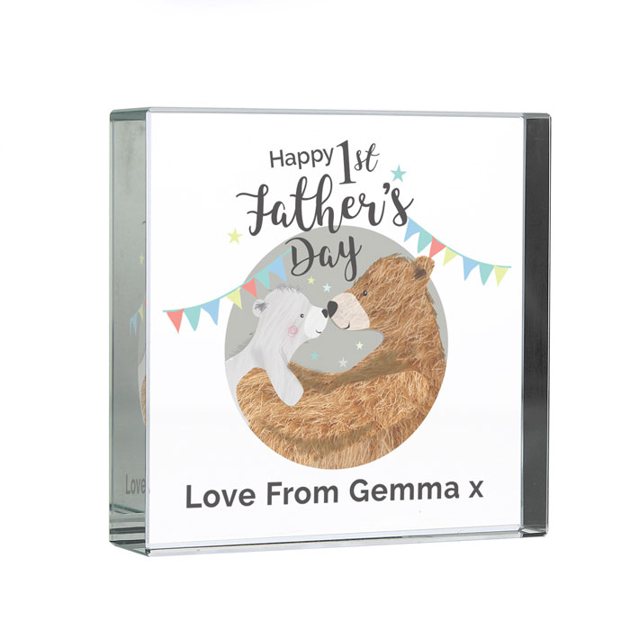 Personalised 1st Fathers Day Daddy Bear Large Crystal Token