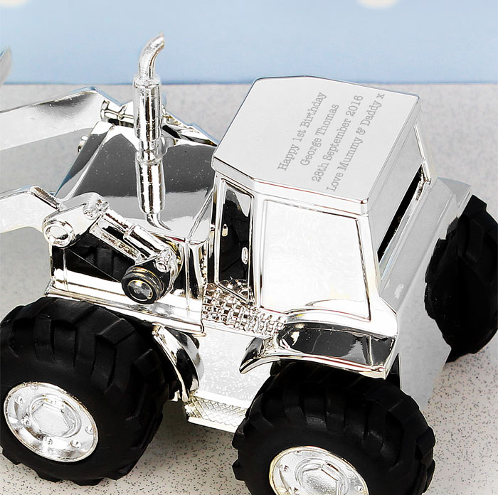 Personalised Silver Plated Digger Money Box