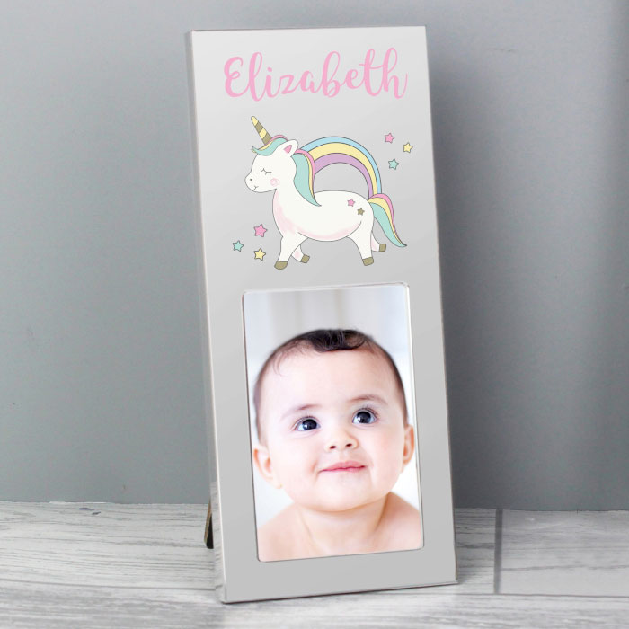 Personalised Baby Unicorn Aluminium 2x3 Photo Frame