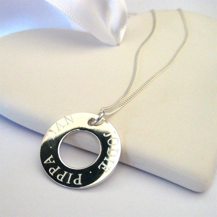 Personalised Engraved Sterling Silver Halo Necklace