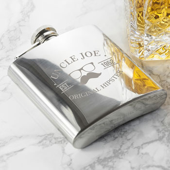 Personalised Original Hipster Silver Hip Flask