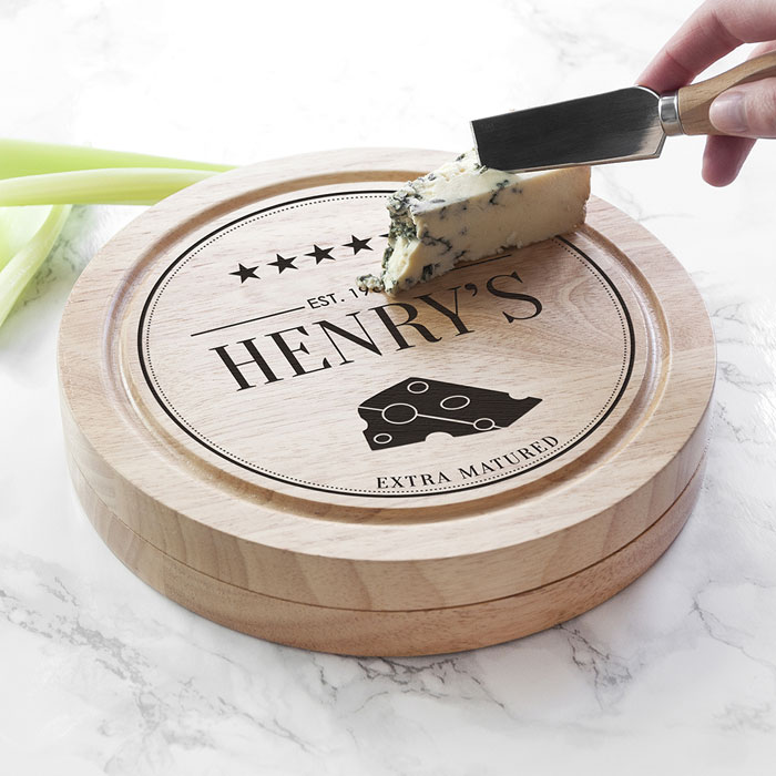 Personalised Extra Mature Cheese Board & Knives Set