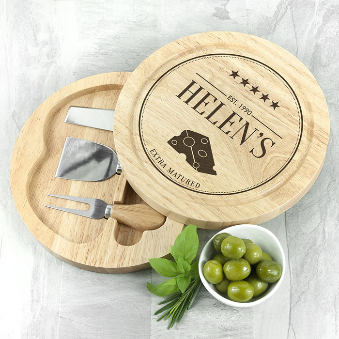 Personalised Extra Mature Cheese Board & Knives Set