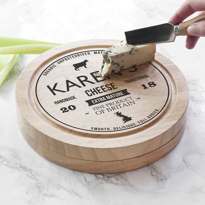 Personalised Traditional Brand Cheese Board Set & Knives