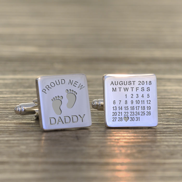 Personalised Proud New Daddy Heart Cufflinks