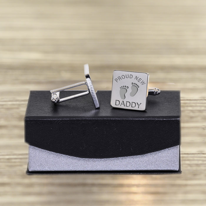 Personalised Proud New Daddy Heart Cufflinks