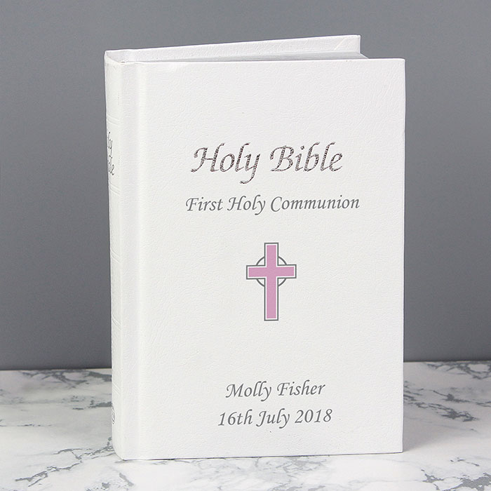 Personalised Pink Cross Childrens Bible