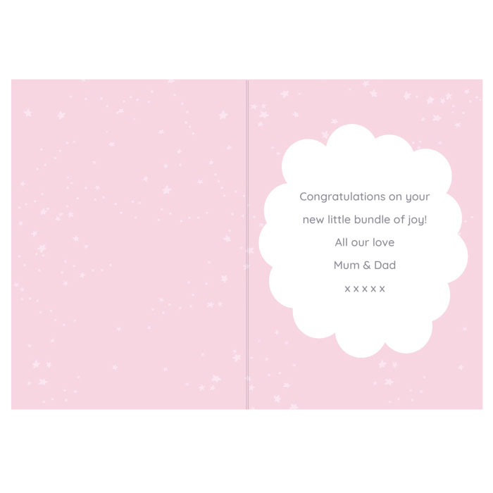 Personalised Ten Little Fingers Pink New Baby Girl Card