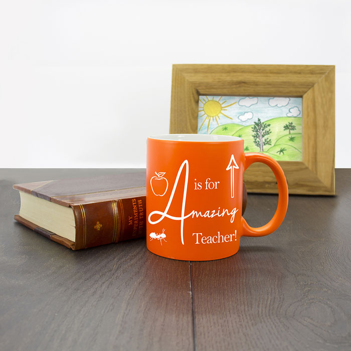 A is for Amazing Teacher Matte Coloured Personalised Mug