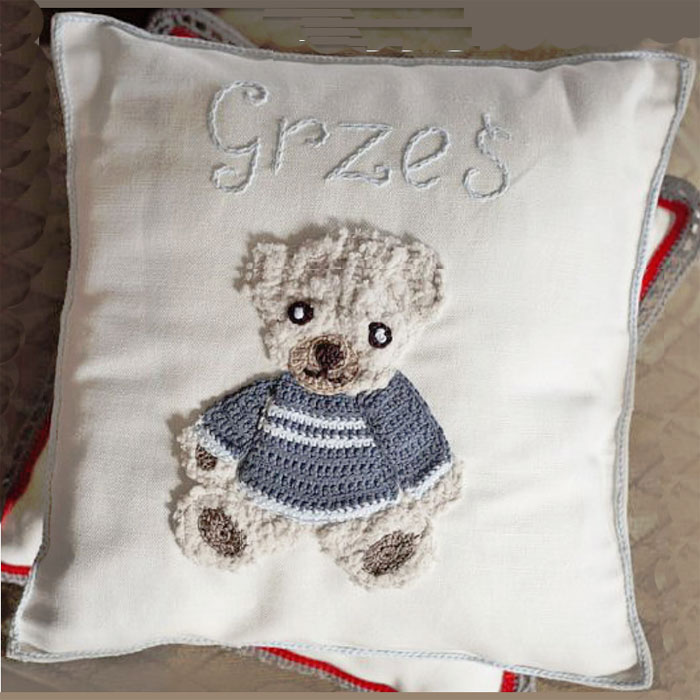 Boys Personalised Crocheted Nursery Cushion