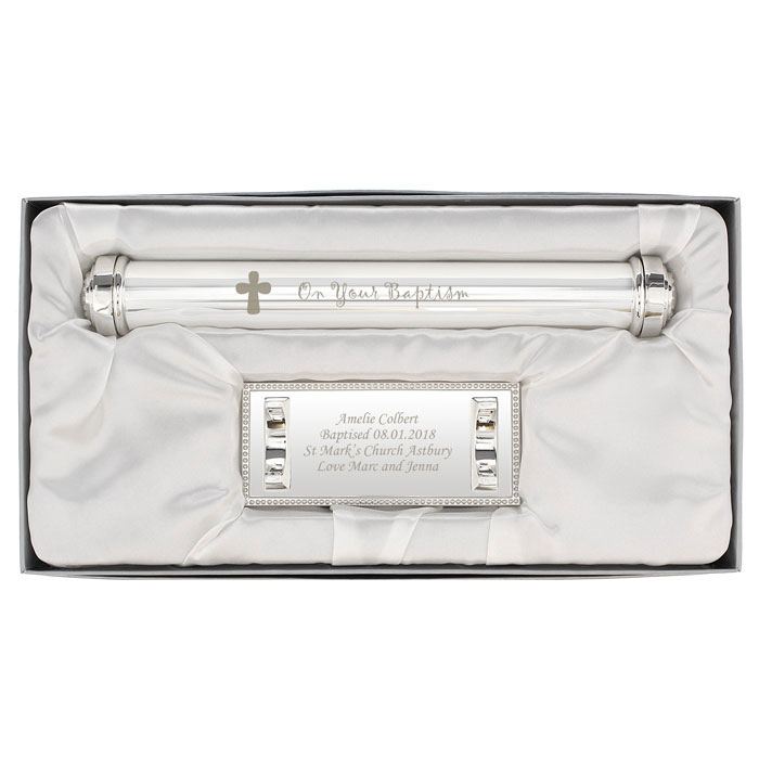 Personalised Silver Plated Baptism Certificate Holder
