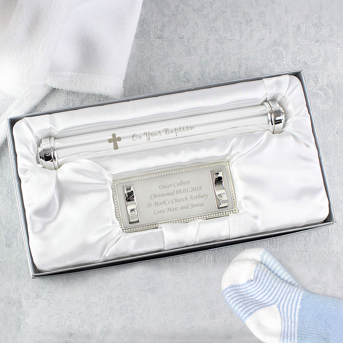 Personalised Silver Plated Baptism Certificate Holder
