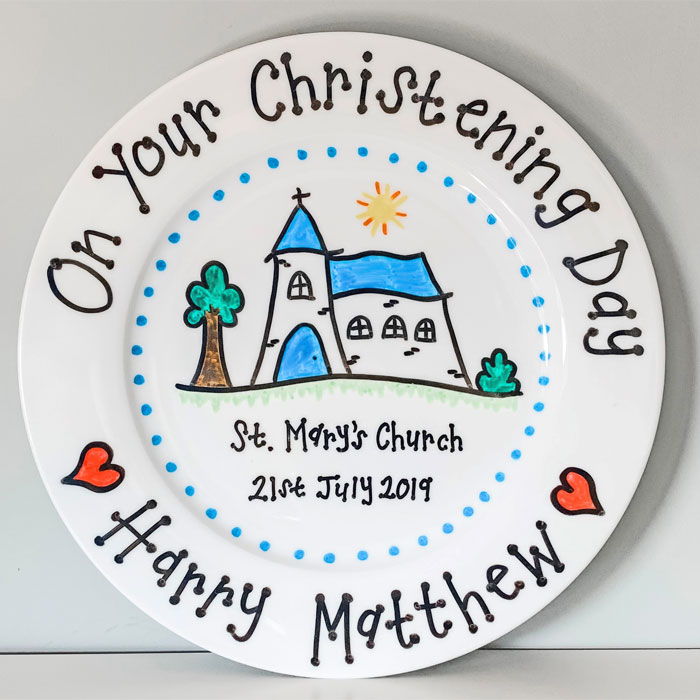 Personalised China Christening Plate