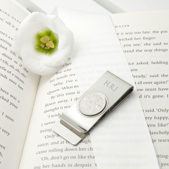 Personalised Silver Plated Lucky Sixpence Money Clip