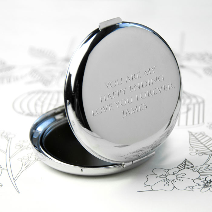 Personalised Silver Plated Lucky Sixpence Compact Mirror