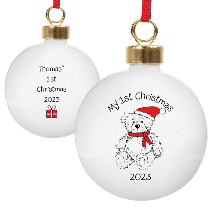Personalised My 1st Christmas Teddy Bear Bauble