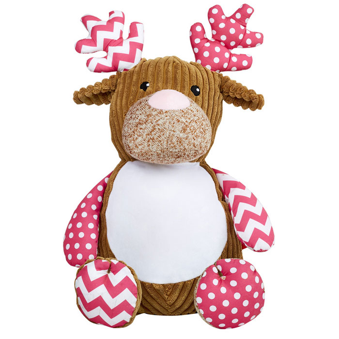 Personalised First Christmas Cubbies Pink Reindeer Toy