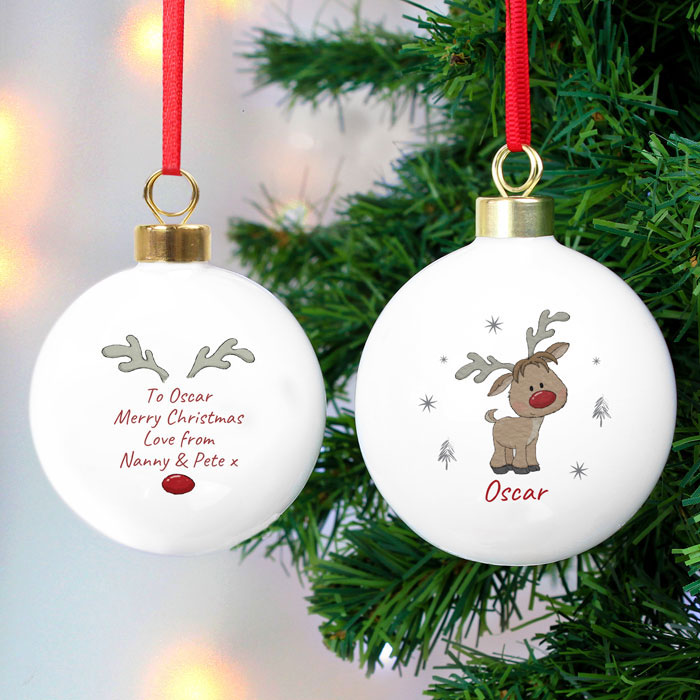 Personalised Little Reindeer Christmas Tree Bauble